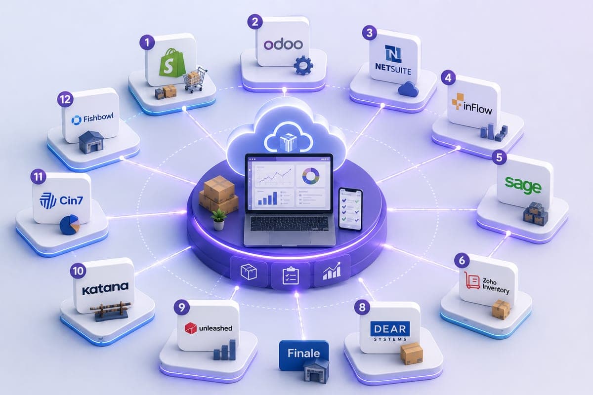 Best cloud based inventory software comparison chart showing 12 platforms with features and pricing
