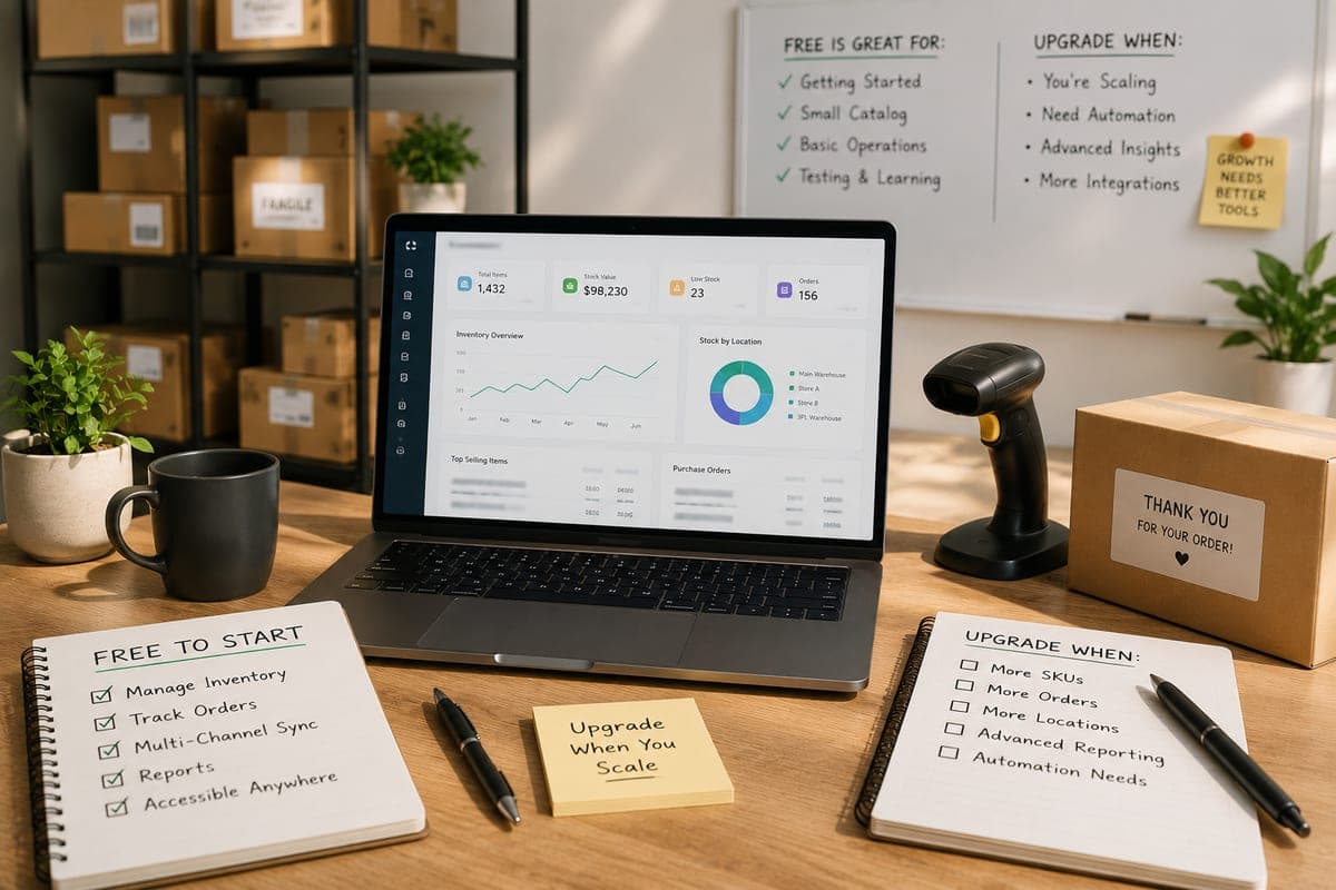 Free inventory management software comparison showing 8 free tools with their limits and best-fit business scenarios